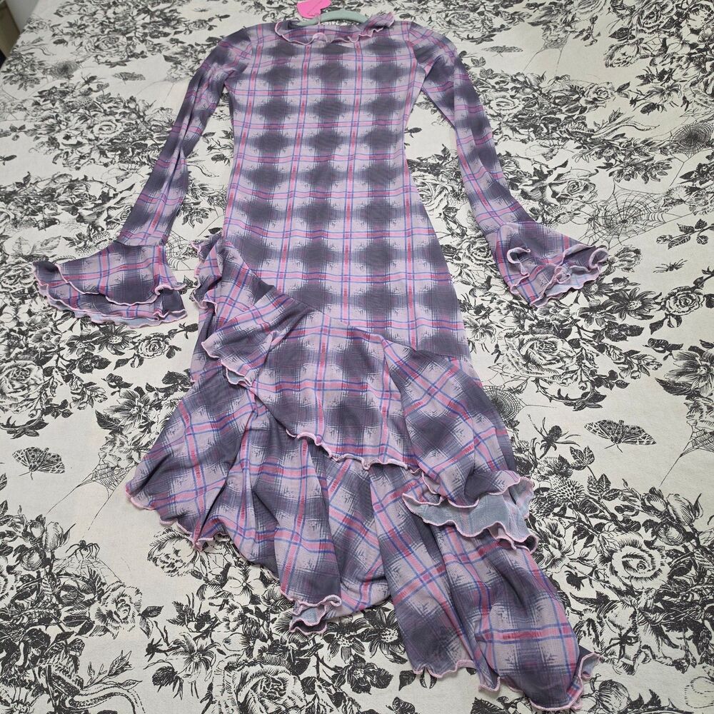 Dolls Kill Sugar Thrillz Plaid Mesh Dress - Picture 7 of 12
